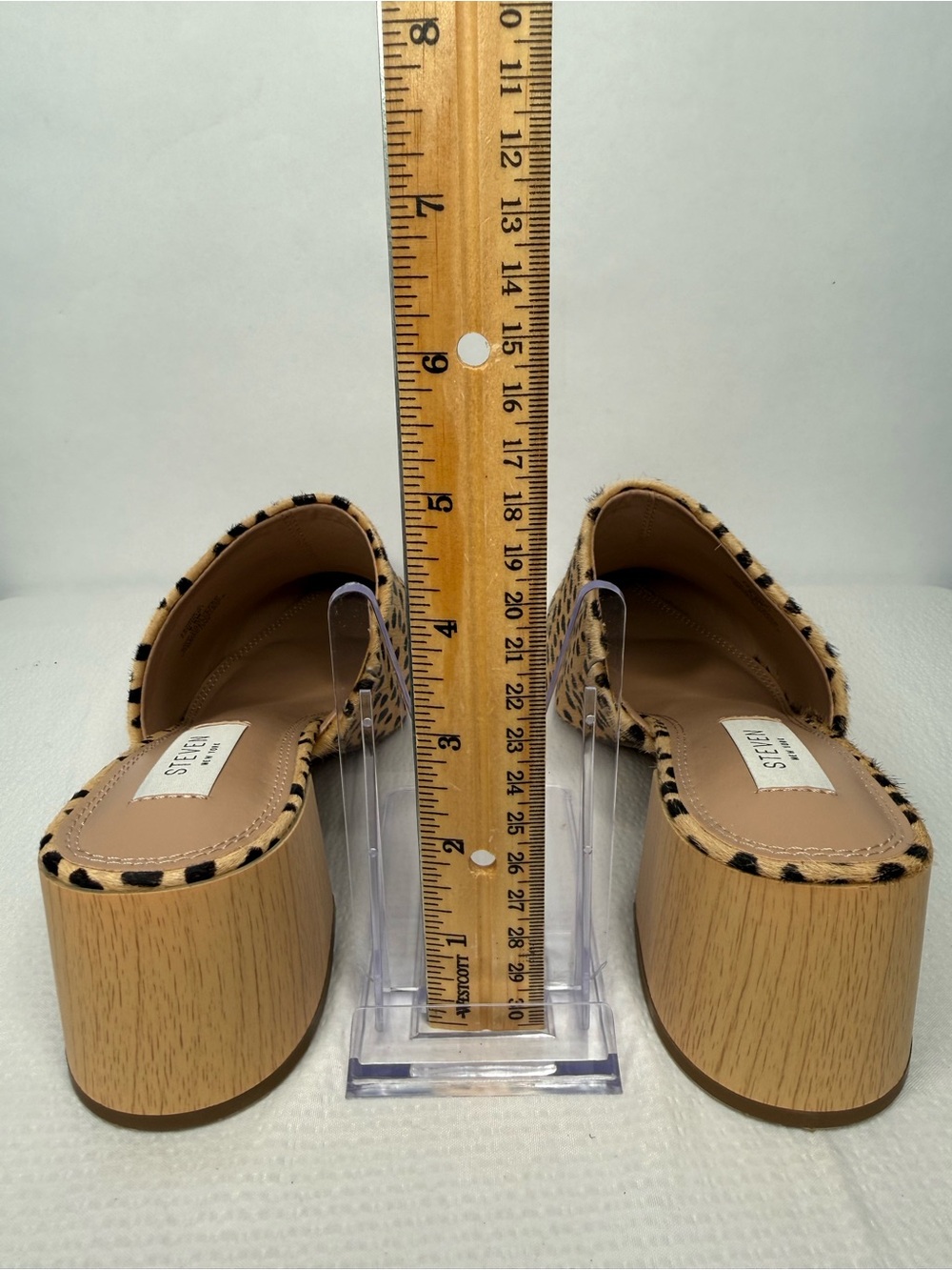 Steven Cheetah Print Tan and Black Pointed Slip-On Mules - Picture 5 of 8